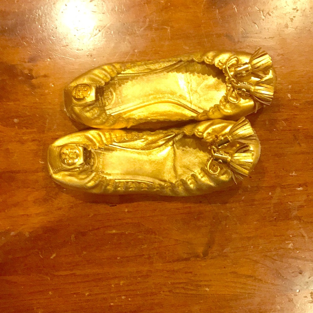 Tory Burch gold flats